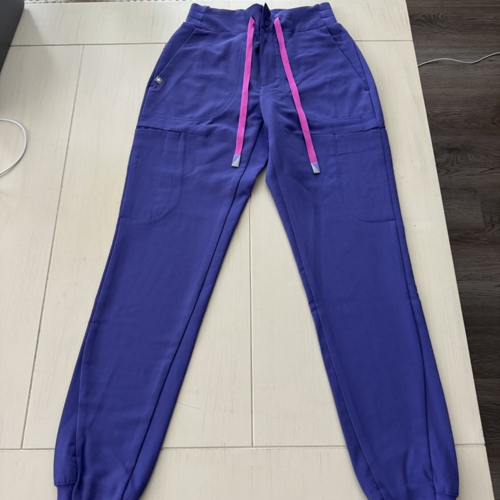 Figs Women's Suimaya Violet Scrub Jogger Pants with Pink Drawstring